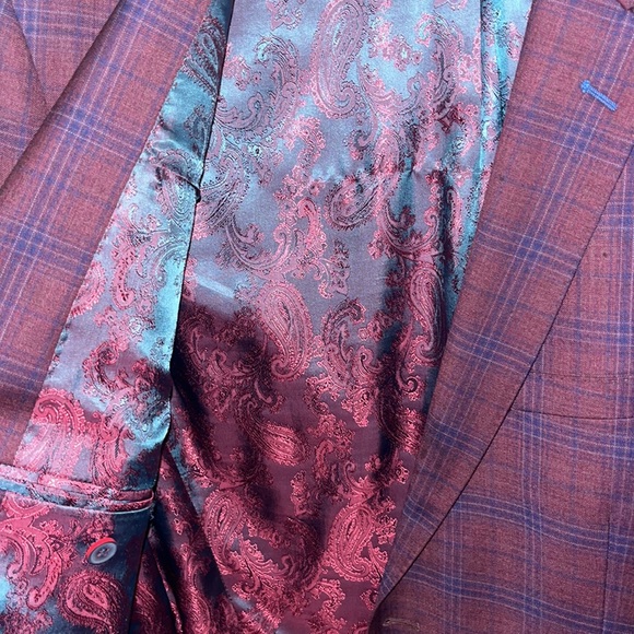 Italian slim fit burgundy blazer 100% wool - Picture 2 of 5